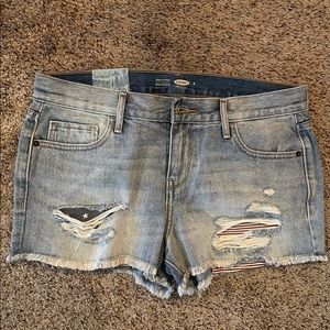 Distressed jean shorts